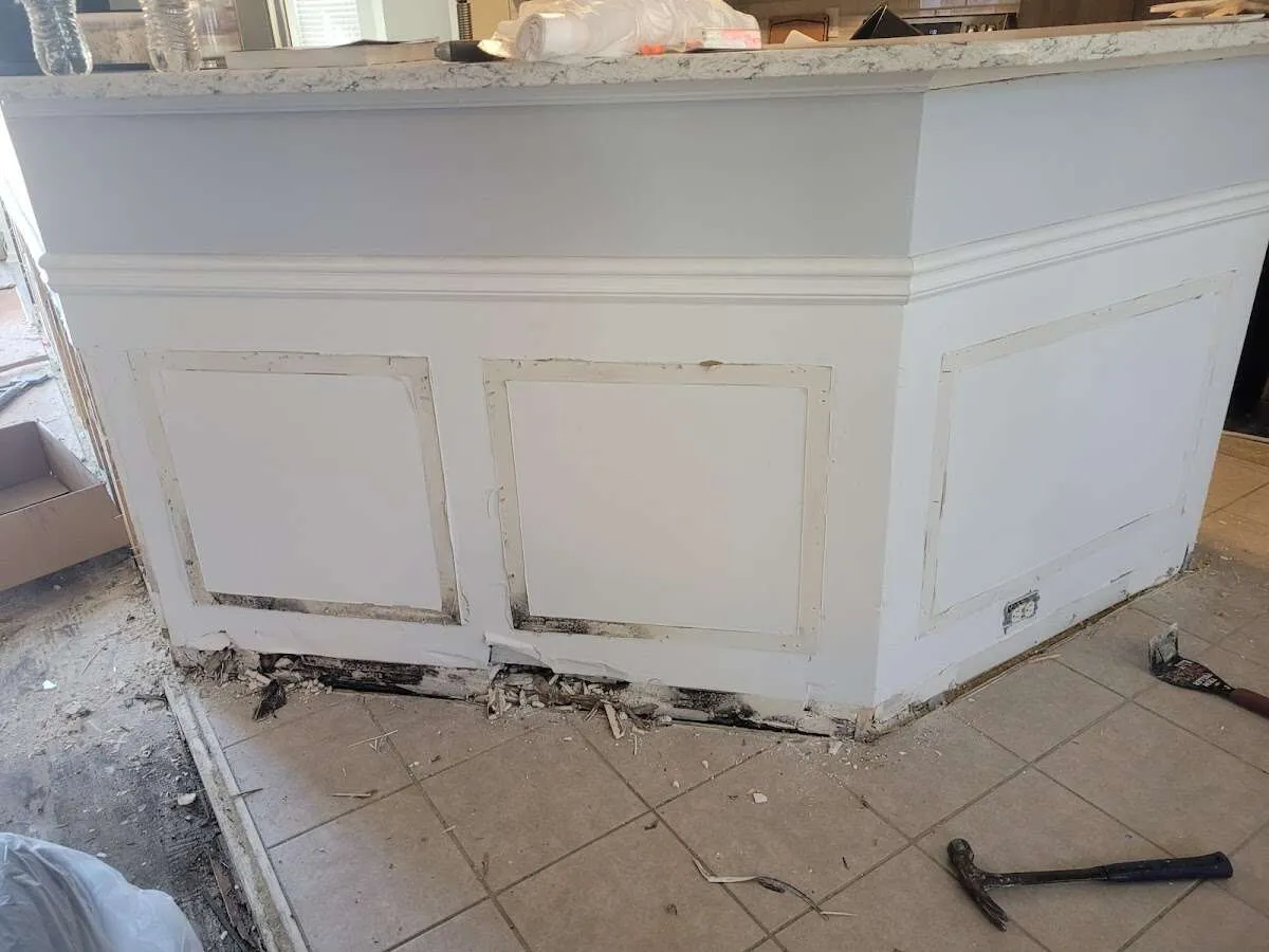 Water damage and mold on kitchen during Storm Damage Restoration in Pataskala